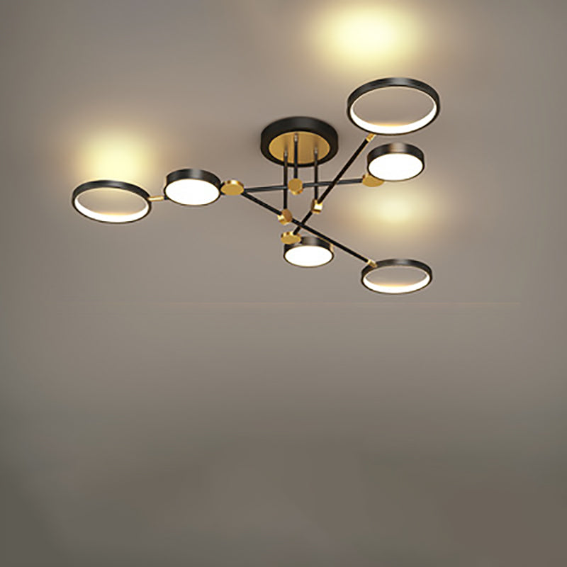 Contemporary Scandinavian Round Silicone Iron Acrylic LED Chandelier for Bedroom BulbSquare
