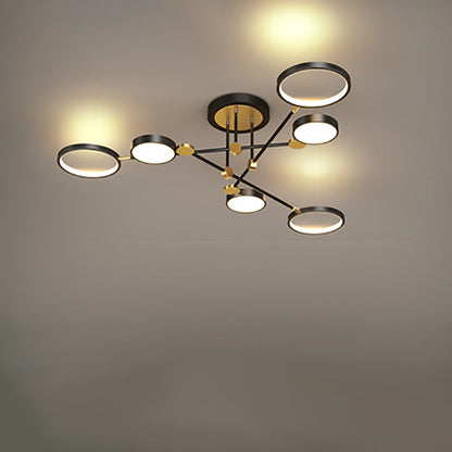 Contemporary Scandinavian Round Silicone Iron Acrylic LED Chandelier for Bedroom