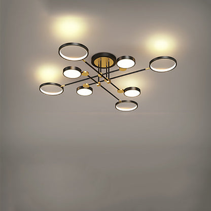 Contemporary Scandinavian Round Silicone Iron Acrylic LED Chandelier for Bedroom