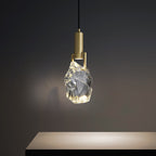 Modern Luxury Irregular Round Copper Crystal 1-Light Pendant Light For Bedroom
