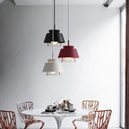 Contemporary Scandinavian Round Trapezoid Aluminum Glass 1-Light Pendant Light For Bedroom
