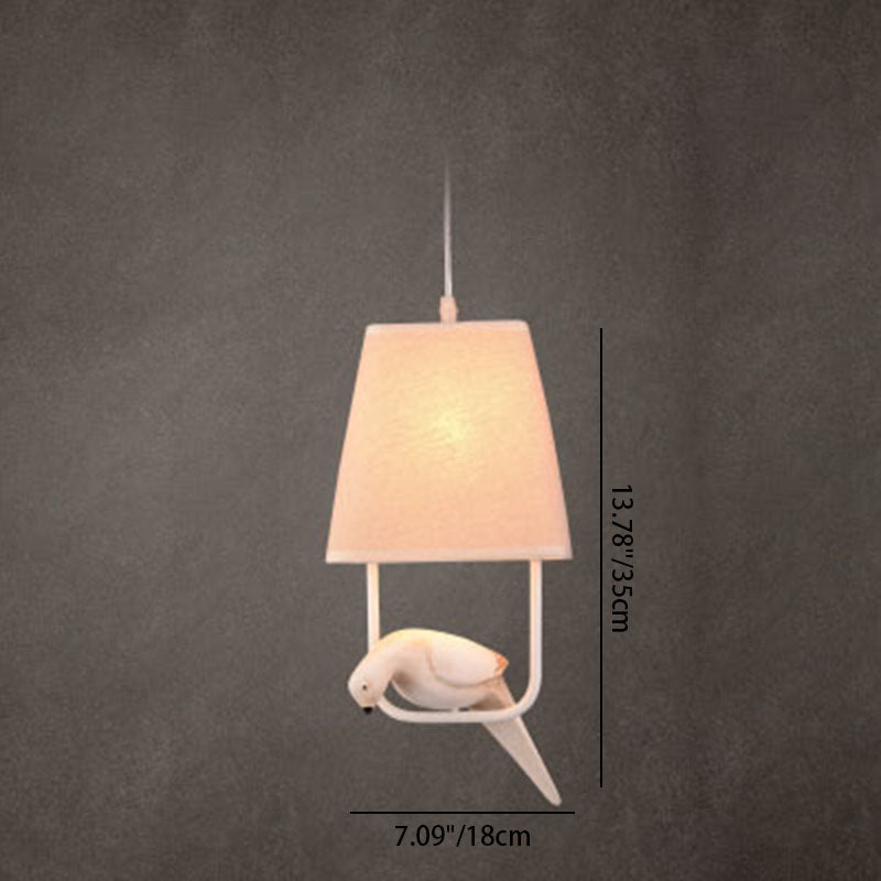 Contemporary Creative Bird Rectangle Iron Linen Resin 1/2/3 Light Chandelier for Bedroom BulbSquare