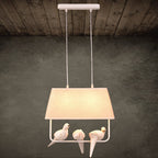 Contemporary Creative Bird Rectangle Iron Linen Resin 1/2/3 Light Chandelier for Bedroom BulbSquare