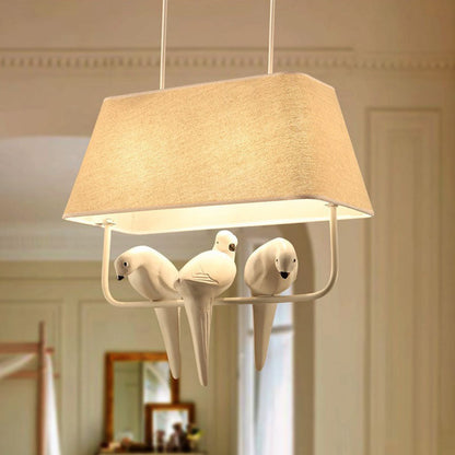 Contemporary Creative Bird Rectangle Iron Linen Resin 1/2/3 Light Chandelier for Bedroom