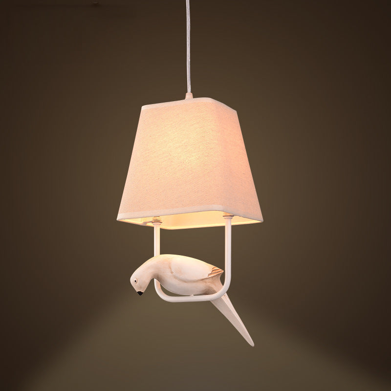 Contemporary Creative Bird Rectangle Iron Linen Resin 1/2/3 Light Chandelier for Bedroom BulbSquare