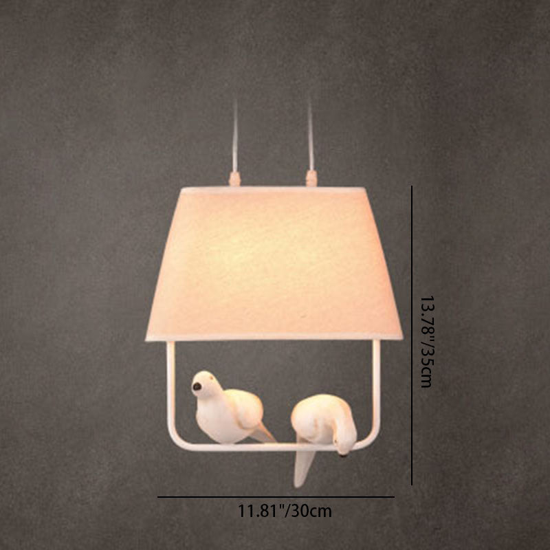 Contemporary Creative Bird Rectangle Iron Linen Resin 1/2/3 Light Chandelier for Bedroom BulbSquare