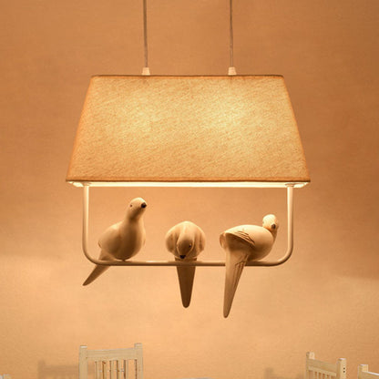 Contemporary Creative Bird Rectangle Iron Linen Resin 1/2/3 Light Chandelier for Bedroom
