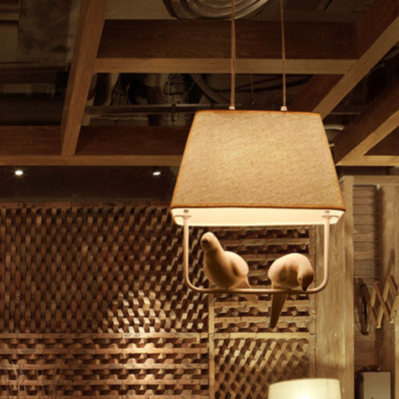 Contemporary Creative Bird Rectangle Iron Linen Resin 1/2/3 Light Chandelier for Bedroom BulbSquare
