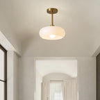 Contemporary Scandinavian Round Oval Iron Glass 1-light Pendant Light for Bedroom