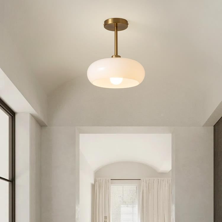 Contemporary Scandinavian Round Oval Iron Glass 1-light Pendant Light for Bedroom