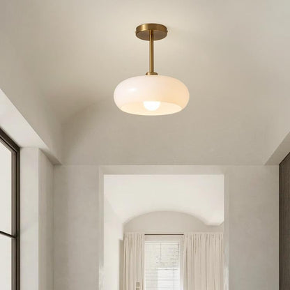 Contemporary Scandinavian Round Oval Iron Glass 1-light Pendant Light for Bedroom