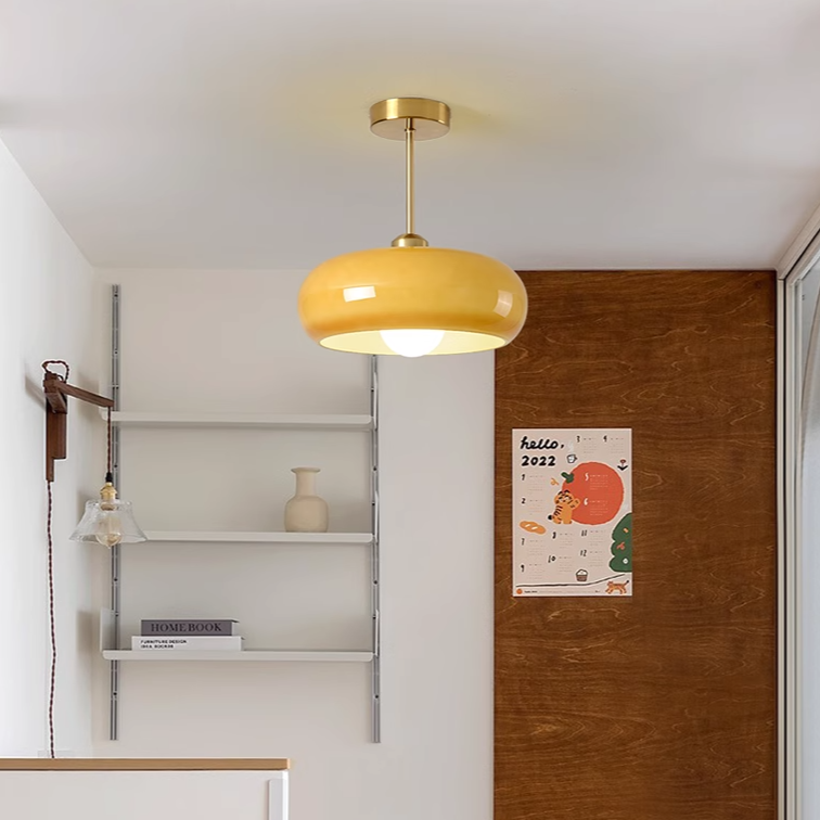 Contemporary Scandinavian Round Oval Iron Glass 1-light Pendant Light for Bedroom