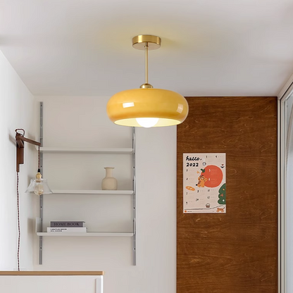 Contemporary Scandinavian Round Oval Iron Glass 1-light Pendant Light for Bedroom
