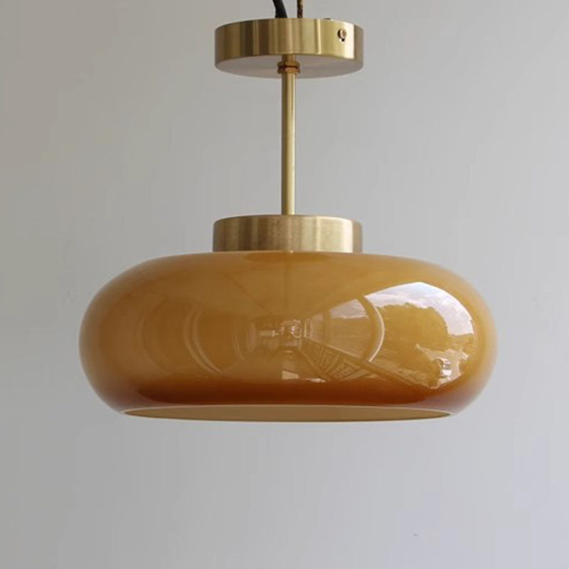 Contemporary Scandinavian Round Oval Iron Glass 1-light Pendant Light for Bedroom