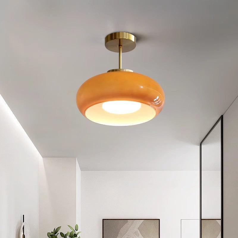Contemporary Scandinavian Round Oval Iron Glass 1-light Pendant Light for Bedroom