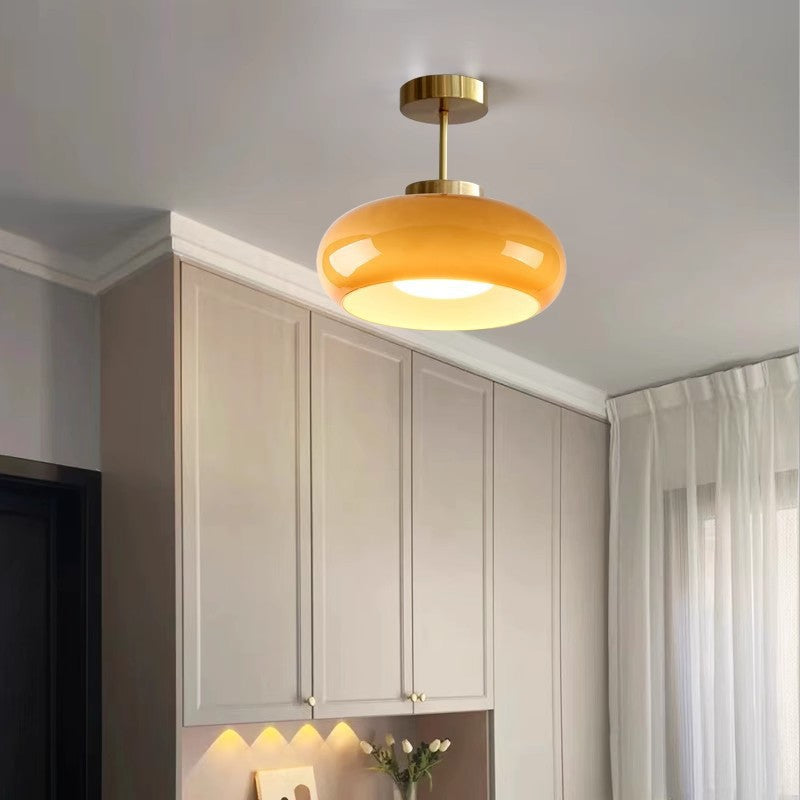 Contemporary Scandinavian Round Oval Iron Glass 1-light Pendant Light for Bedroom