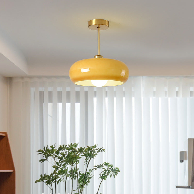 Contemporary Scandinavian Round Oval Iron Glass 1-light Pendant Light for Bedroom