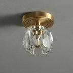 Modern Luxury Round Copper Crystal 1-light Semi-flush Mount Ceiling Light for Hallway