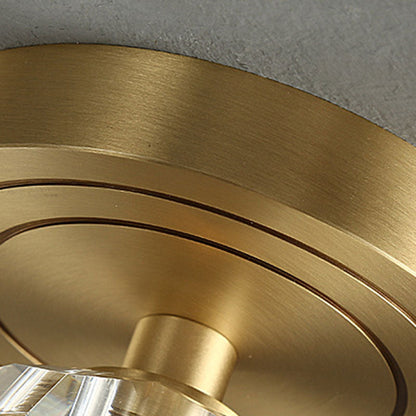 Modern Luxury Round Copper Crystal 1-light Semi-flush Mount Ceiling Light for Hallway
