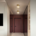 Modern Luxury Round Copper Crystal 1-light Semi-flush Mount Ceiling Light for Hallway
