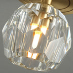 Modern Luxury Round Copper Crystal 1-light Semi-flush Mount Ceiling Light for Hallway