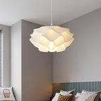 Contemporary Scandinavian Cream Pleated Round ABS 1-Light Pendant Light For Bedroom