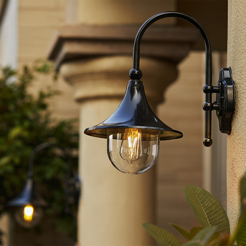 Contemporary Industrial Waterproof Horn Shape Round Cone Aluminum Acrylic 1-Light Wall Sconce Lamp For Outdoor