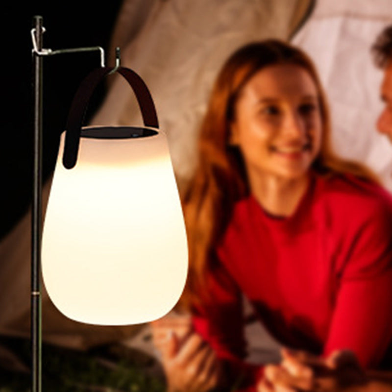Modern Minimalist Solar Waterproof Portable PE Round Cylinder Cone LED Outdoor Light For Outdoor Lumendat