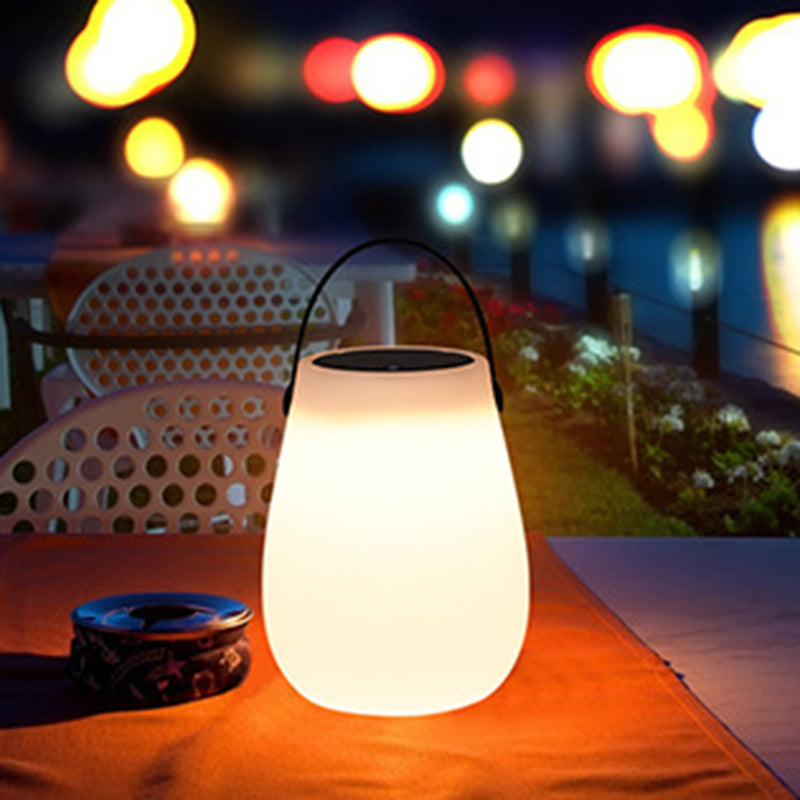 Modern Minimalist Solar Waterproof Portable PE Round Cylinder Cone LED Outdoor Light For Outdoor Lumendat
