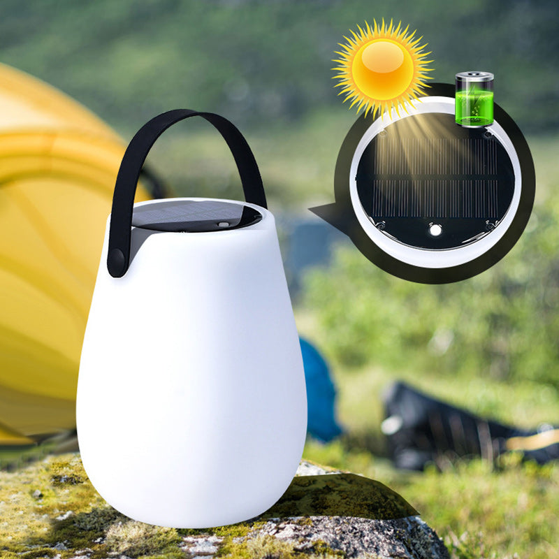 Modern Minimalist Solar Waterproof Portable PE Round Cylinder Cone LED Outdoor Light For Outdoor Lumendat