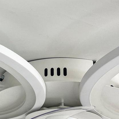 Modern Art Deco Flower Round Iron Acrylic LED Flush Mount Ceiling Fan Light For Bedroom