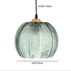 Contemporary Scandinavian Leaf Pattern Round Metal Glass 1-light Pendant Light for Dining Room BulbSquare
