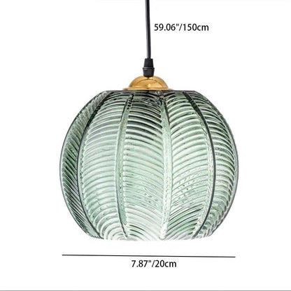 Contemporary Scandinavian Leaf Pattern Round Metal Glass 1-light Pendant Light for Dining Room