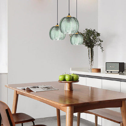Contemporary Scandinavian Leaf Pattern Round Metal Glass 1-light Pendant Light for Dining Room