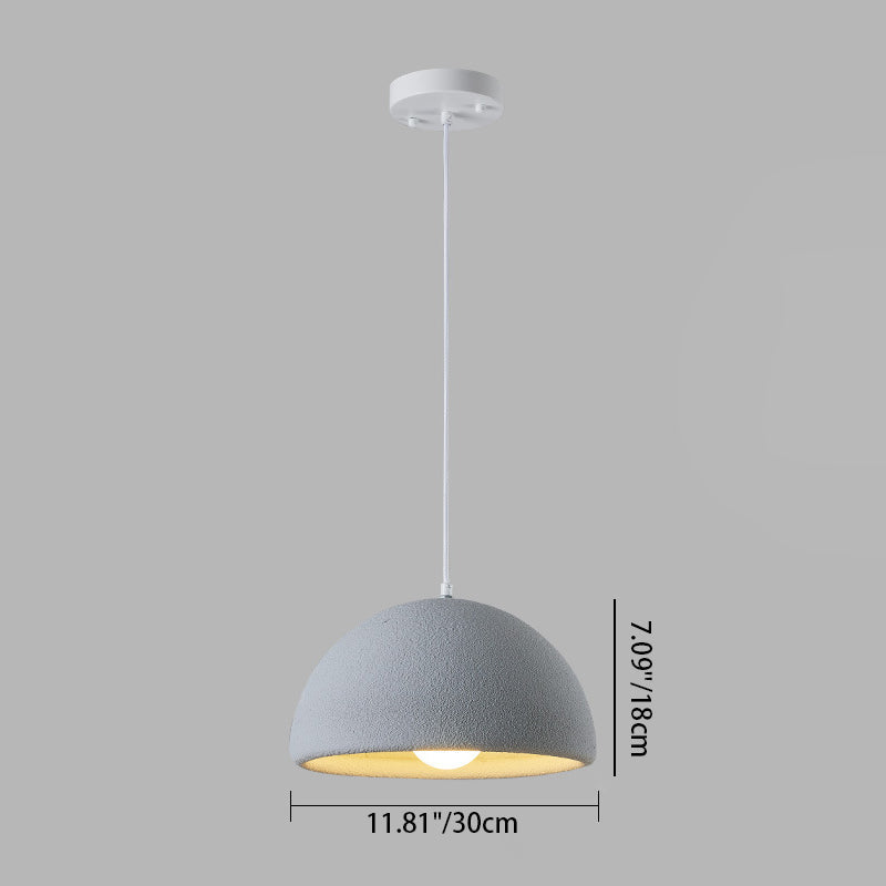 Contemporary Scandinavian Round Semi-Circular Resin Fiberglass 1-Light Pendant Light For Dining Room