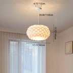 Contemporary Scandinavian Cream Flower Round Iron Pvc 1-light Pendant Light for Bedroom