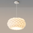 Contemporary Scandinavian Cream Flower Round Iron Pvc 1-light Pendant Light for Bedroom