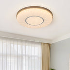 Contemporary Scandinavian Round Dome Iron PS Wood LED Flush Mount Ceiling Light For Bedroom