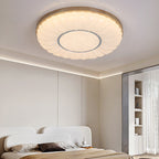 Contemporary Scandinavian Round Dome Iron PS Wood LED Flush Mount Ceiling Light For Bedroom