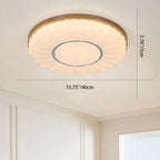Contemporary Scandinavian Round Dome Iron PS Wood LED Flush Mount Ceiling Light For Bedroom