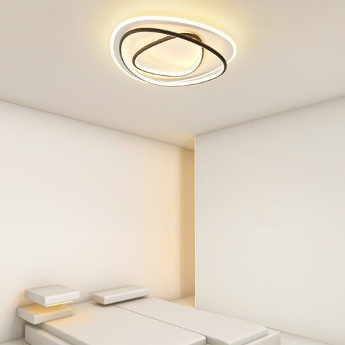 Modern Minimalist Irregular Round Aluminum Silicone LED Flush Mount Ceiling Light For Bedroom