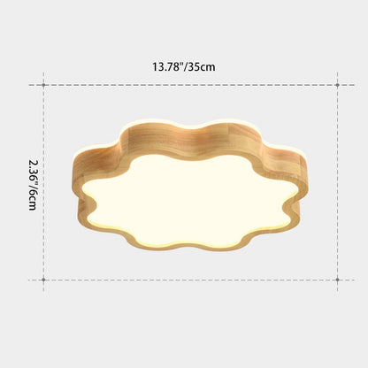 Modern Art Deco Flower Shape Wood Acrylic LED Flush Mount Ceiling Light For Bedroom