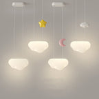 Contemporary Scandinavian Cream Cloud Star Moon PE Iron LED Pendant Light For Bedroom