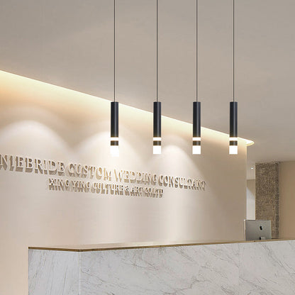 Contemporary Scandinavian Long Round Cylinder Iron Acrylic LED Pendant Light For Bedroom