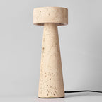 Traditional Japanese Round Cone Yellow Travertine LED Table Lamp For Bedroom Lumendat
