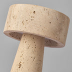 Traditional Japanese Round Cone Yellow Travertine LED Table Lamp For Bedroom Lumendat