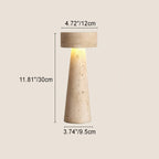 Traditional Japanese Round Cone Yellow Travertine LED Table Lamp For Bedroom Lumendat