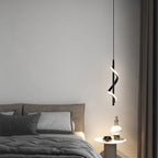 Contemporary Creative Linear Spiral Hardware Silicone LED Pendant Light For Bedroom