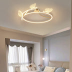 Contemporary Creative Butterfly Round Hardware Acrylic Semi-Flush Mount Ceiling Light For Bedroom