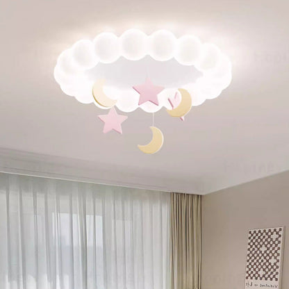 Modern Minimalist Cute Bubble Star Moon Round Dome Hardware Resin Acrylic LED Flush Mount Ceiling Light For Bedroom